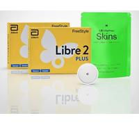 Abbott Freestyle Libre 2 PLUS Sensor pack of 2 for diabetes monitoring CGM for UK, White, plus FREE Arrowedge alcohol wipes and ULTRAHUMAN water proof CGM patches (2)