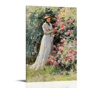 Abbott Fuller Graves - Lady in The Rose Garden Classic Masterpiece Poster Wall Art Scroll Canvas Painting Picture Living Room Decor Home 16x24inch(40x60cm)