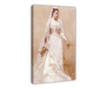 Abbott Handerson Thayer,A Bride,Portrait of The Bride in Wedding Dress,art Prints,Vintage Art,canvas Wall Art,famous Art Prints,V5216 Canvas Poster Bedroom Decor Landscape Office Room Decor Gift 12x18