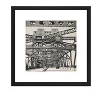 Abbott Triborough Bridge Steel New York Photo 8X8 Inch Square Wooden Framed Wall Art Print Picture with Mount Artery8 Black One Size