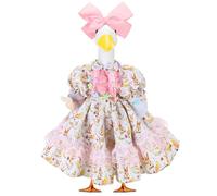 Abbylike 1 Set Easter Bunny Porch Goose Outfit Rabbit Yard Goose Costume Clothes with Bow Headband Fits Large 23'' H Cement for Easter Day Outdoor Patio Garden Lawn Pathway Spring Statue Decor