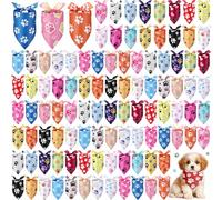 Abbylike 100 Pcs Paw Print Dog Bandanas Bulk Cute Footprint Bandanas for Dogs Triangle Kerchief Bib Scarf for Pets National Dog Day Party Costume Photo Props Accessories Pet Shops (19.7 x 13.8 x 13.8)