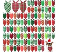 Abbylike 100 Pcs St. Patrick's Day Dog Bandanas Bulk Green Plaid Bandanas for Dogs Triangle Kerchief Bib Scarf for Pet Irish Holiday Costume Photo Props Accessories (25.6 x 17.7 x 17.7)
