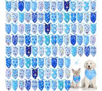 Abbylike 100 Pcs Winter Dog Bandanas Bulk Blue Snowflake Bandanas for Dogs Triangle Kerchief Bibs Scarf for Pet Xmas Costume Photo Props Accessories Pet Shops Grooming, 25 Styles (25.6 x 17.7 x 17.7)