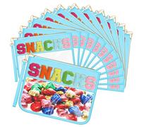 Abbylike 12 Pcs Snack Bags Clear Chenille Letter Snacks Zipper Pouch Waterproof PVC Large Travel Makeup Cosmetic Storage Organizer Bag for Mom Team Cheerleaders Teacher (Blue)
