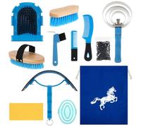 Abbylike 12 Pieces Horse Grooming Kit Equine Care Brushes,Blue