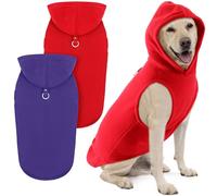 Abbylike 2 Pcs Dog Hoodies with Leash Hole and Pocket Dog Sweatshirt Fall Cold Winter Sleeveless Sweater with Hood Warm Cozy Pet Clothes for Medium Large Pets Puppy Boys Girls(Size L)