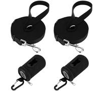 Abbylike 2 Sets Dog Poop Bag Holder for Leash Doggie Waste Bag Dispenser with 30 ft Black Long Dog Leash for Small Medium Large Dogs Outside Yard Obedience Recall Training