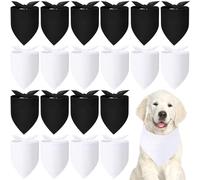 Abbylike 20 Pcs Blank Dog Bandanas Bulk Plain Bandanas for Dogs Heat Transfer Triangle Dog Bibs DIY Bandanas for Dogs Puppy Cat Pets Birthday Halloween Christmas Party (Black,White,Small)