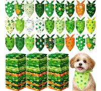 Abbylike 200 Pcs St Patricks Day Dog Bandanas Bulk Green Shamrocks Bandanas for Dogs Triangle Kerchief Bibs Scarf Set for Pet Irish Party Costume Photo Props Accessories Pet Shops Groomer, 25 Styles
