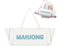 Abbylike 28x9 Inches Mahjong Bag for Rolled Mat Tiles Racks Pushers Accessories Empty Mahjong Tote Bag with Zipper Closure Outer Pockets Lining Large Capacity(Natural White,Canvas)