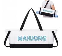 Abbylike 28x9 Inches Mahjong Bag for Rolled Mat Tiles Racks Pushers Accessories Empty Mahjong Tote Bag with Zipper Closure Outer Pockets Lining Large Capacity(Natural White&Black,Canvas)