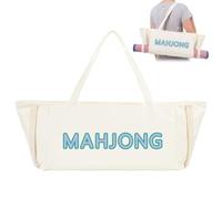 Abbylike 28x9 Inches Mahjong Bag for Rolled Mat Tiles Racks Pushers Accessories Empty Mahjong Tote Bag with Zipper Closure Outer Pockets Lining Large Capacity(White,Waterproof Twill)