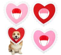 Abbylike 3 Pcs Valentine's Day Dog Costume Red Pink White Heart Shaped Headband Cute Pet Hat Clothes Adjustable Love Themed Headwear Cats and Dogs Outfits Gift for Birthday Holiday Party (Large)