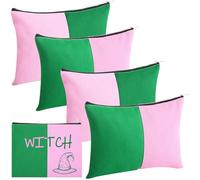 Abbylike 4 Pack Pink Green Party Favors Cosmetic Bag Witch Makeup Bags Pink Green Zipper Pouch Bag Witch Gift Accessories for Women Princes Birthday Party Favors Supplies