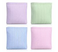 Abbylike 4 Pcs Floral Makeup Bag Corduroy Cosmetic Bag with Zipper Portable Small Pouches for Purse Toiletry Mini Pouch Cute Mini Makeup Purse for Coin Essentials Items Women (Striped)