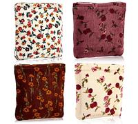 Abbylike 4 Pcs Small Makeup Bag Corduroy Cosmetic Pouch with Zipper Portable Little Bags for Purse Mini Pouch Cute Makeup Purse for Coin Essentials Items Women(Elegant)