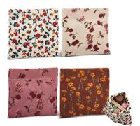 Abbylike 4 Pcs Small Makeup Bag Floral Corduroy Cosmetic Bag Clasp Portable Small Elegant Pouches for Purse Toiletry Mini Pouch Cute Mini Makeup Purse for Coin Essentials Items Women