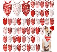 Abbylike 50 Pcs Christmas Dog Bandanas Bulk Xmas Red and White Bandanas for Dogs Triangle Kerchief Bibs Scarf Set for Pet Christmas Costume Photo Props Accessories Pet Shops (31.5 x 21.7 x 21.7)