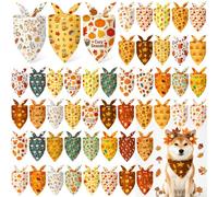 Abbylike 50 Pcs Fall Dog Bandanas Bulk Autumn Leaf Pumpkin Acorn Mushroom