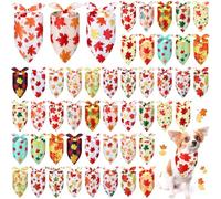 Abbylike 50 Pcs Fall Thanksgiving Dog Bandanas Bulk Maple Leaves Bandanas for Dogs Triangle Kerchief Bib Scarf for Pets Autumn Costume Photo Props Accessories Pet Shops, 25 Styles (31.5 x 21.7 x 21.7)