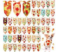 Abbylike 50 Pcs Fall Thanksgiving Dog Maple Leaves Bandanas Bulk Bandanas for Dogs Triangle Kerchief Bib Scarf for Pets Autumn Costume Photo Props Accessories Pet Shops, 25 Styles (25.6 x 17.7 x 17.7)