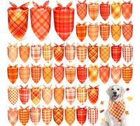 Abbylike 50 Pcs Orange Plaid Dog Bandanas Bulk Check Pattern Bandanas for Dogs Triangle Kerchief Bib Scarf Set for Pet Party Costume Photo Props Accessories Pet Shops, 25 Styles (25.6 x 17.7 x 17.7)