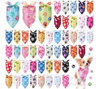 Abbylike 50 Pcs Paw Print Dog Bandanas Bulk Cute Footprint Bandanas for Dogs Triangle Kerchief Bib Scarf for Pets Halloween Party Costume Photo Props Daily Accessories Pet Shops (19.7 x 13.8 x 13.8)