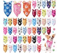 Abbylike 50 Pcs Paw Print Dog Bandanas Bulk Cute Footprint Bandanas for Dogs Triangle Kerchief Bib Scarf for Pets Halloween Party Costume Photo Props Daily Accessories Pet Shops (25.6 x 17.7 x 17.7)
