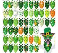 Abbylike 50 Pcs St Patrick's Day Dog Bandanas Bulk Green Shamrocks Bandanas for Dogs Triangle Kerchief Bibs Scarf for Pet Irish Costume Photo Props Pet Shops Groomer, 25 Styles (25.6 x 17.7 x 17.7)