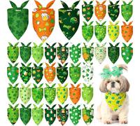 Abbylike 50 Pcs St Patrick's Day Dog Bandanas Bulk Green Shamrocks Bandanas for Dogs Triangle Kerchief Bibs Scarf for Pet Irish Costume Photo Props Pet Shops Groomer, 25 Styles (19.7 x 13.8 x 13.8)