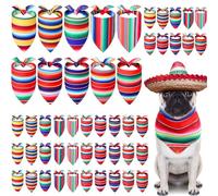 Abbylike 50 Pieces Cinco De Mayo Dog Bandana Bulk Mexican Stripes Dog Bandanas for Dogs Fiesta Dog Kerchief Set Bibs Triangle Dog Bandana for Cinco De Mayo Mexican Pet Costume Accessories Decoration