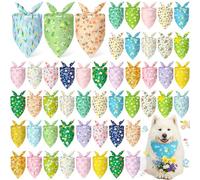Abbylike 50 Pieces Spring Dog Bandanas Bulk Flower Daisy Sunflower Dog Bandanas for Pets Triangle Kerchief Scarf Bibs for Spring Pets Dogs Party Costume Accessories, 25 Styles (31.5 x 21.7 x 21.7)