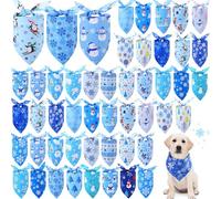 Abbylike 50 Pieces Winter Dog Bandanas Bulk Blue Snowflake Dog Bandanas for Pets Triangle Kerchief Scarf Bibs for Winter Pets Cats Party Costume Accessories (25.6 x 17.7 x 17.7)