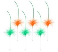 Abbylike 6 Pack Hide and S at Toy Feather Wands Replacement Compatible with Electronic Cat Toy, Interactive Feather Wand Refills Accessories, Kitten Wand Attachment Toys Only, (Orange, Green)