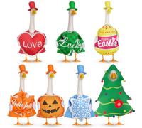 Abbylike 7 Set Seasonal Holiday Goose Outfits Fall Halloween Winter Christmas All Seasons Holiday Porch Goose Clothes Costumes for 23" Cement Statue Patio Yard Lawn Outdoor Decors