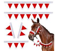 Abbylike Christmas Horse Felt Bridle Sets: 2 Pcs Bridle and Rein Covers 1Pcs Nose Pad 2 Pcs Cheek Pads Mini Santa Horse Bridles and Reins Covers with White Balls for Holiday Christmas(Red and White)