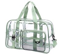 Abbylike Clear Bag Large Heavy Duty Tote for Stadium Events 20" Duffle Transparent Gym Bag for Sport Event Travel Makeup Work, Sage Green, 19.69 x 11.81 x 7.48 inches