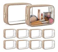 Abbylike Clear Makeup Bag Toiletry Bag with Zipper, Oak Brown, 7.87 x 5.12 x 2.56 inches