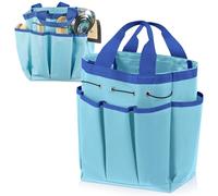 Abbylike Grooming Tote Bag for Horses Organize Tack Tools Equestrian Grooming Kit Care Portable with Multiple Pockets with 7 Pockets for Supplies(Vintage,15 x 12 x 5.5 Inches,Blue)