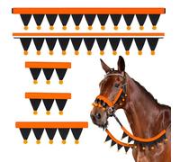 Abbylike Halloween 5 Pcs Horse Felt Bridle Sets: 2 Pcs Bridle and Rein Covers 1pcs Nose Pad 2pcs Cheek Pads Mini Halloween Horse Bridles and Reins Covers with White Balls