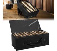 Abbylike Oxford Waterproof Rolling Hay Bale Bag 4 Heavy Duty Wheels 46 x 23 x 16 Inch Extra Large Breathable Hay Storage Container for Horses for Storage and Transport(Slow Feed Design)