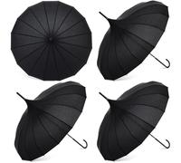 Abbylike Parasol Pagoda Umbrella 36 Inch Large Gothic Parasol for Sun Protection Old-fashionable Women Goth Umbrella with Long Handle for Rain, UV Protection, Wedding Gifts, Pure Black, 36 inches x 33