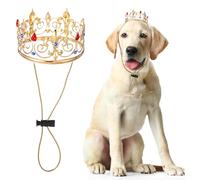 Abbylike Pet King Crown for Halloween Costume Rhinestone Princess Crown for Dog & Cat Cosplay Party Hair Accessories Photos Prop(Large,Rhinestone)
