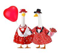 Abbylike Porch Goose Outfit Yard Goose Costume Clothes Fits Large 23'' Cement for Pathway Statue Garden Decor, Valentine’s Day, One size