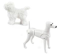 Abbylike Toy Poodle Model Dog and High-Density White Wig Value Pack for Grooming Practice Realistic Standard Dog Mannequin for Beauty Training, Grooming Competition