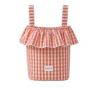Abbylike Vichy Basket Bag with Removable Handles, Cotton Stroller Organizer with Waterproof Lined for Moms Baby Travel, Rose Red