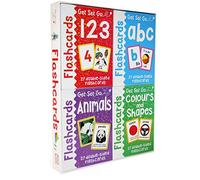 ABC & 123 Flashcards Set with 100+ double-sided cards - Includes Alphabet, Numbers, Animals, Colours & Shapes