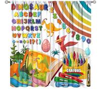 ABC Alphabet Curtains,Kids Cartoon Colorful Dinosaur School Education Learning Decor Drape for Bedroom Living Room Classroom Nursery Window Treatment 2 Panels Set Total Size 42" W X 54" L Inch