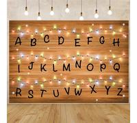 ABC Alphabet Lights Wooden Board Photography Backdrop Born Baby Shower Kids Portrait Background Photo Studio Vinyl